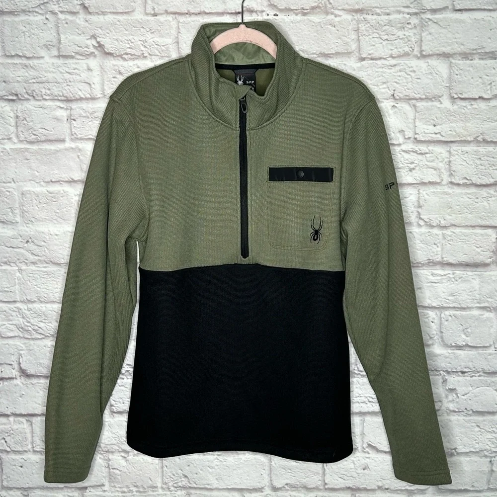 NWT Spyder Tea Leaf Medallion Bonded Fleece Sweater - Zip Neck - Picture 5 of 14